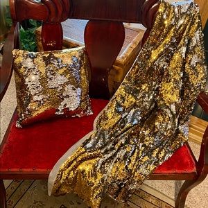 reversible sequin throw blanket and pillow